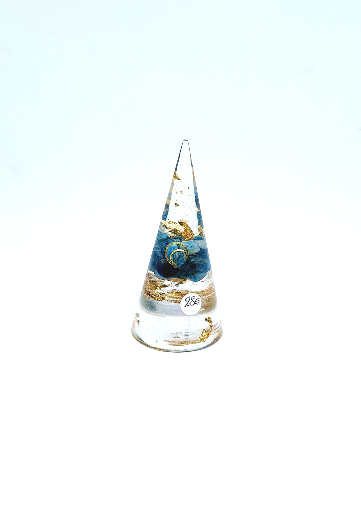 Orgonite cône M - Apatite, lune, or ou cuivre