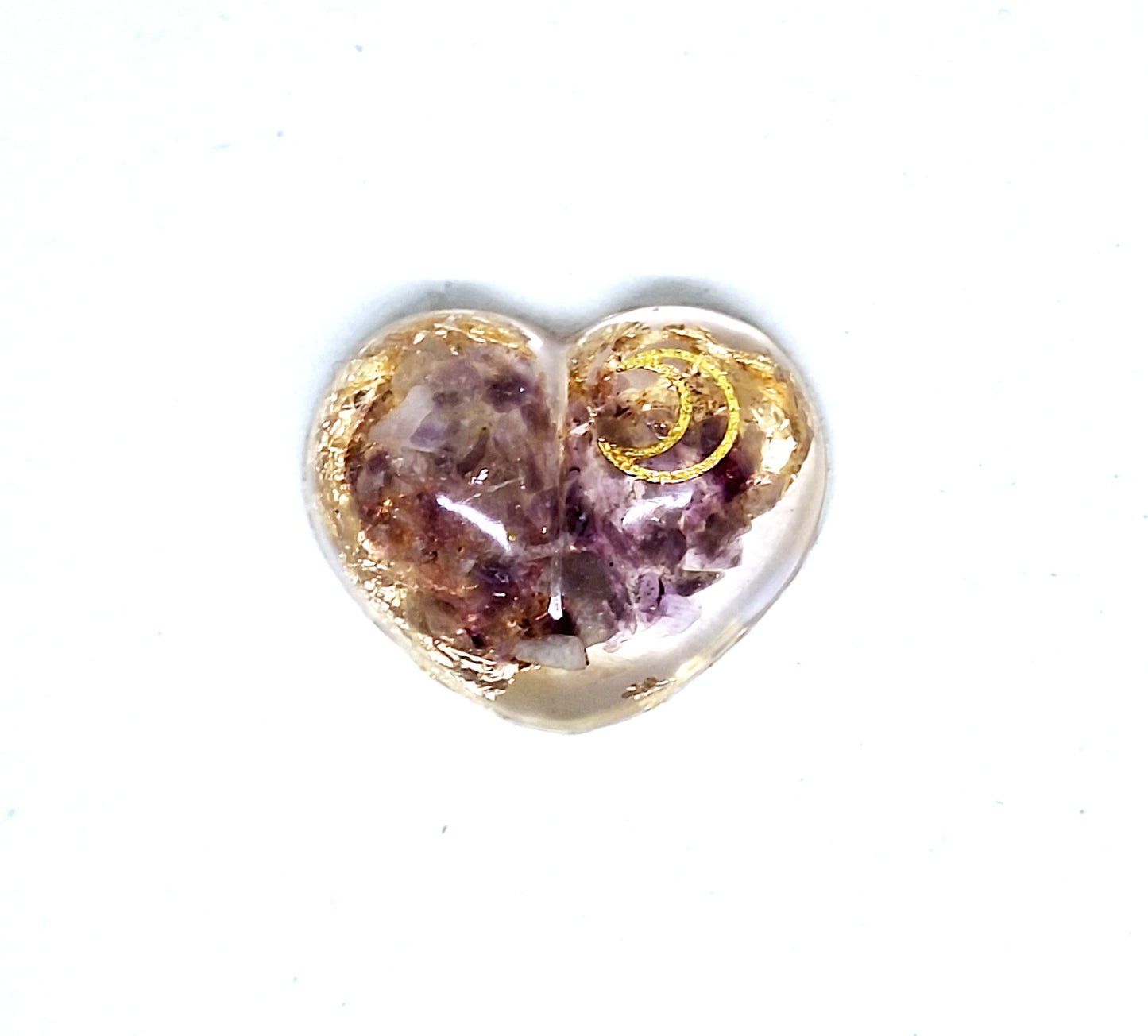 Orgonite Cœur S - Améthyste, or, lune, étoile ou soleil 💜