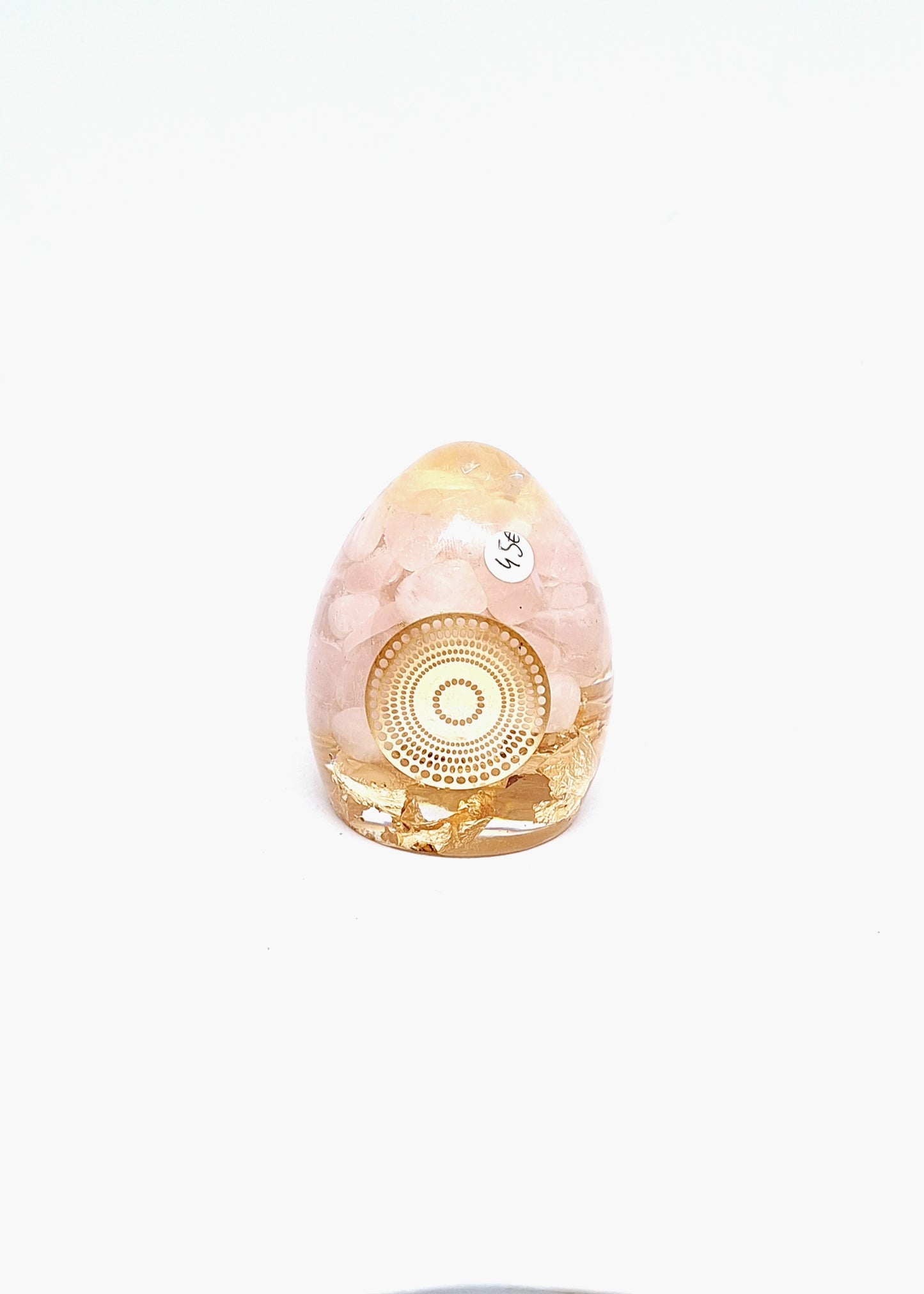 Orgonite Œuf L - Quartz rose, mandala, or