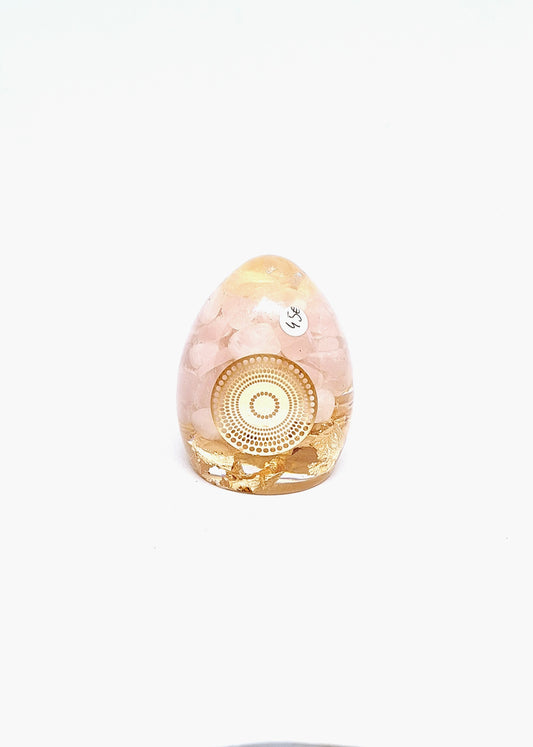 Orgonite Œuf L - Quartz rose, mandala, or