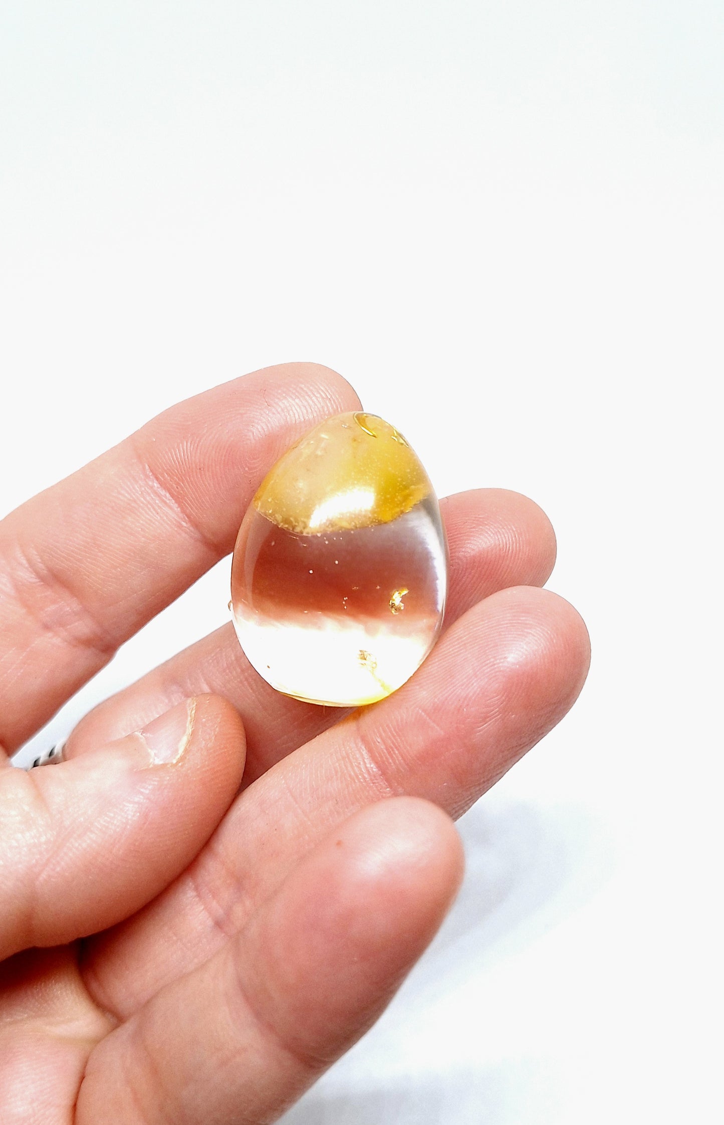Orgonite œuf XS - Agate jaune, lune étoilée, or