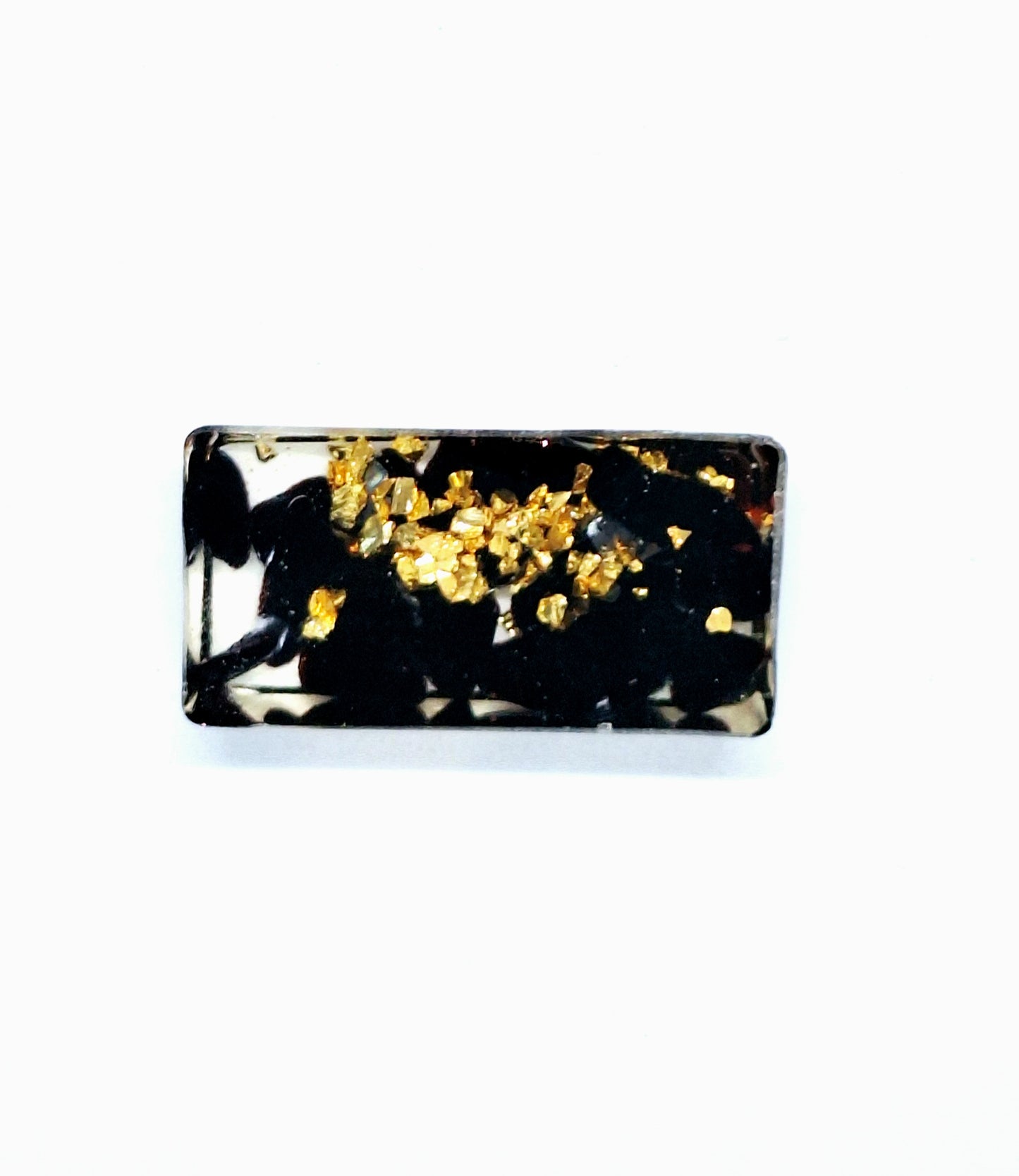 Orgonite lingot - Obsidienne, lune, acier doré