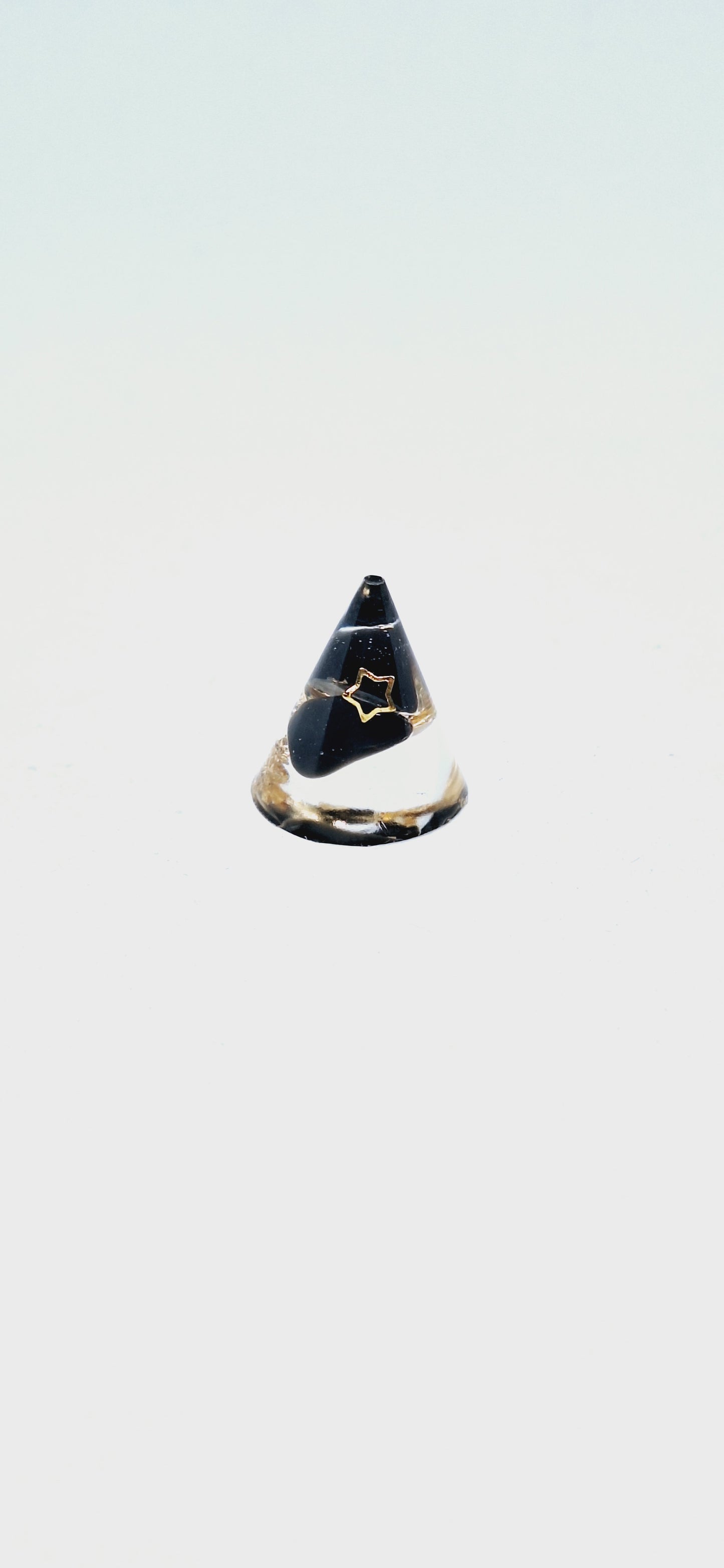 Orgonite cône XS - Obsidienne, lune ou étoile, or