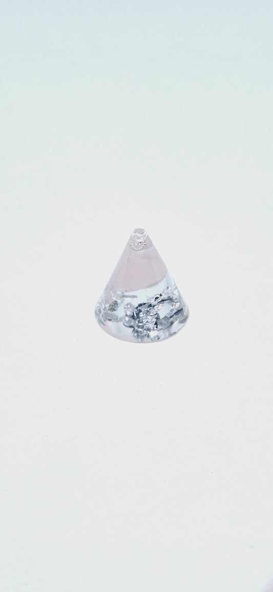 Orgonite cône XS - Quartz rose, lune, aluminium