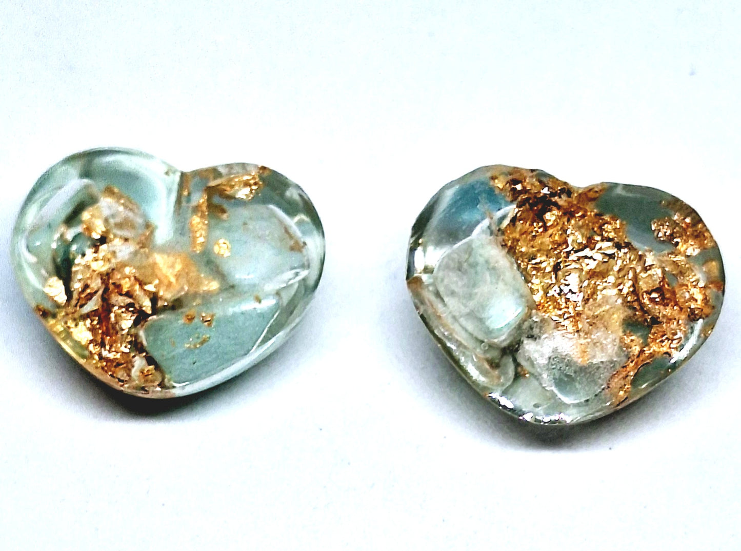 Orgonite Cœur S - Amazonite, or, étoile 🩵