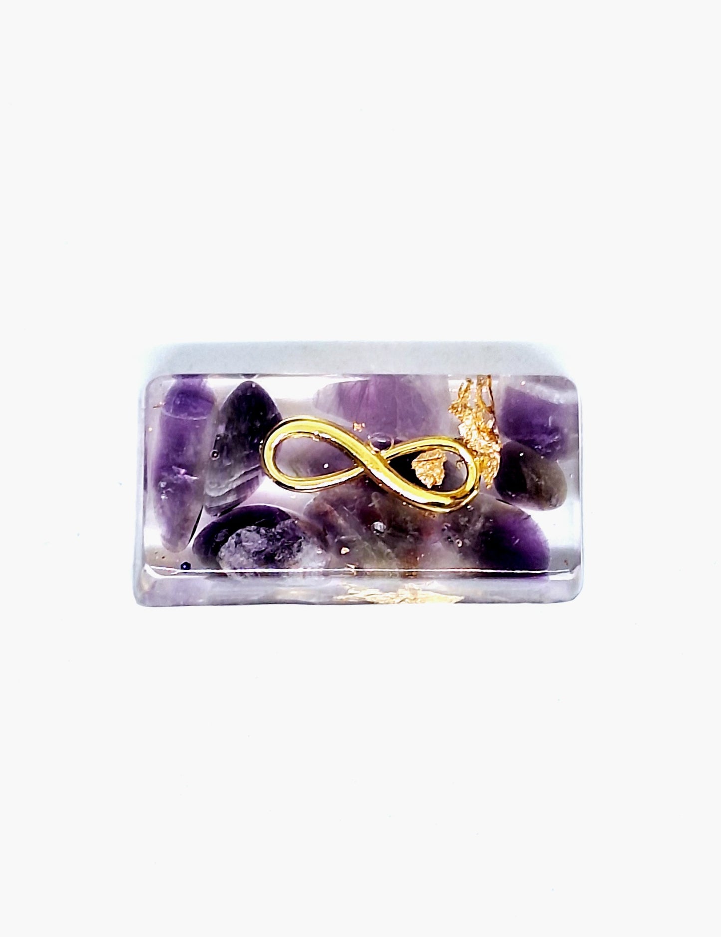 Orgonite lingot - Améthyste, infini, étoile, lune ou lune étoilée, or