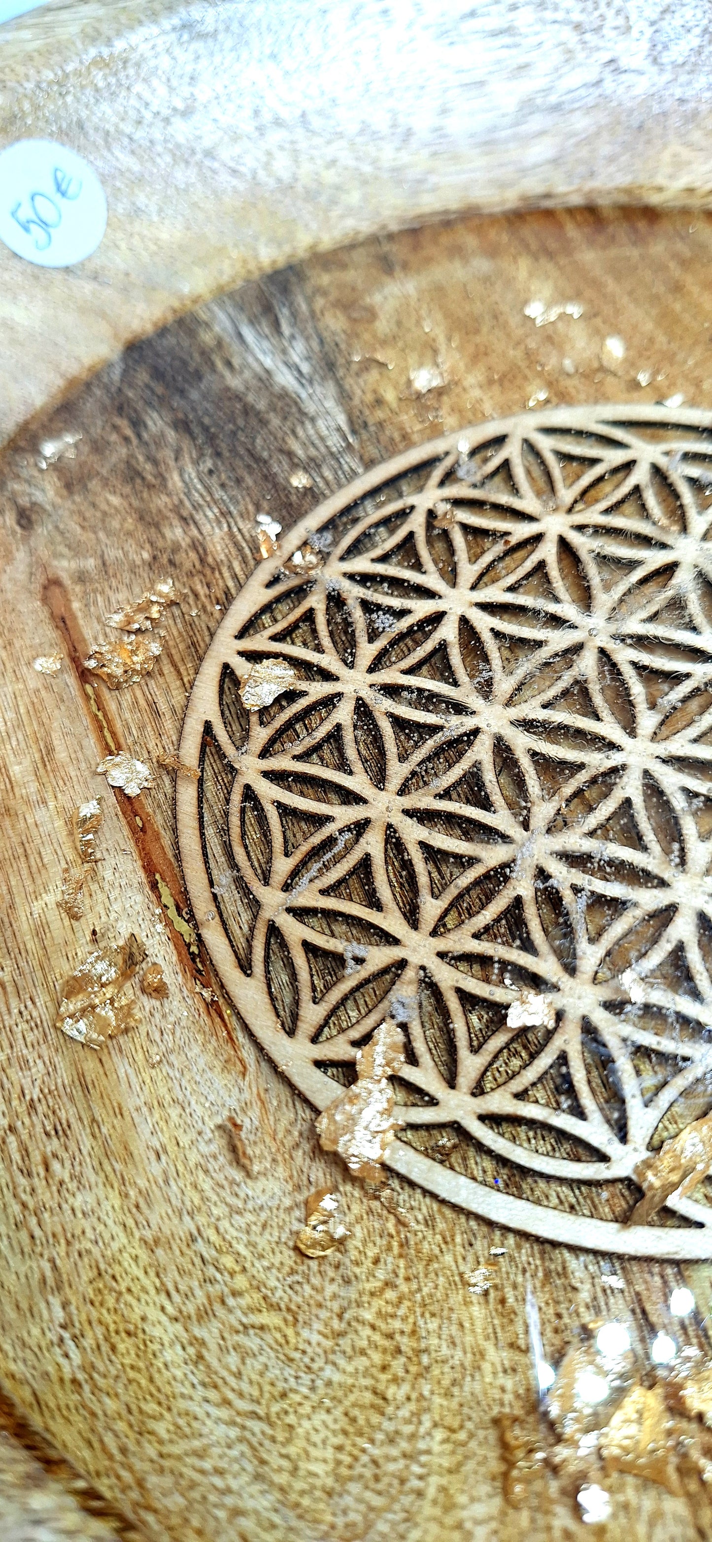 Plateau de rechargement bois L - Fleur de vie