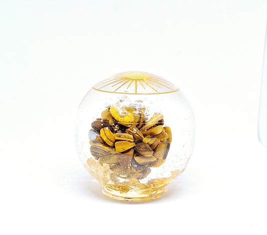 Orgonite Sphère XL - Œil de tigre, soleil