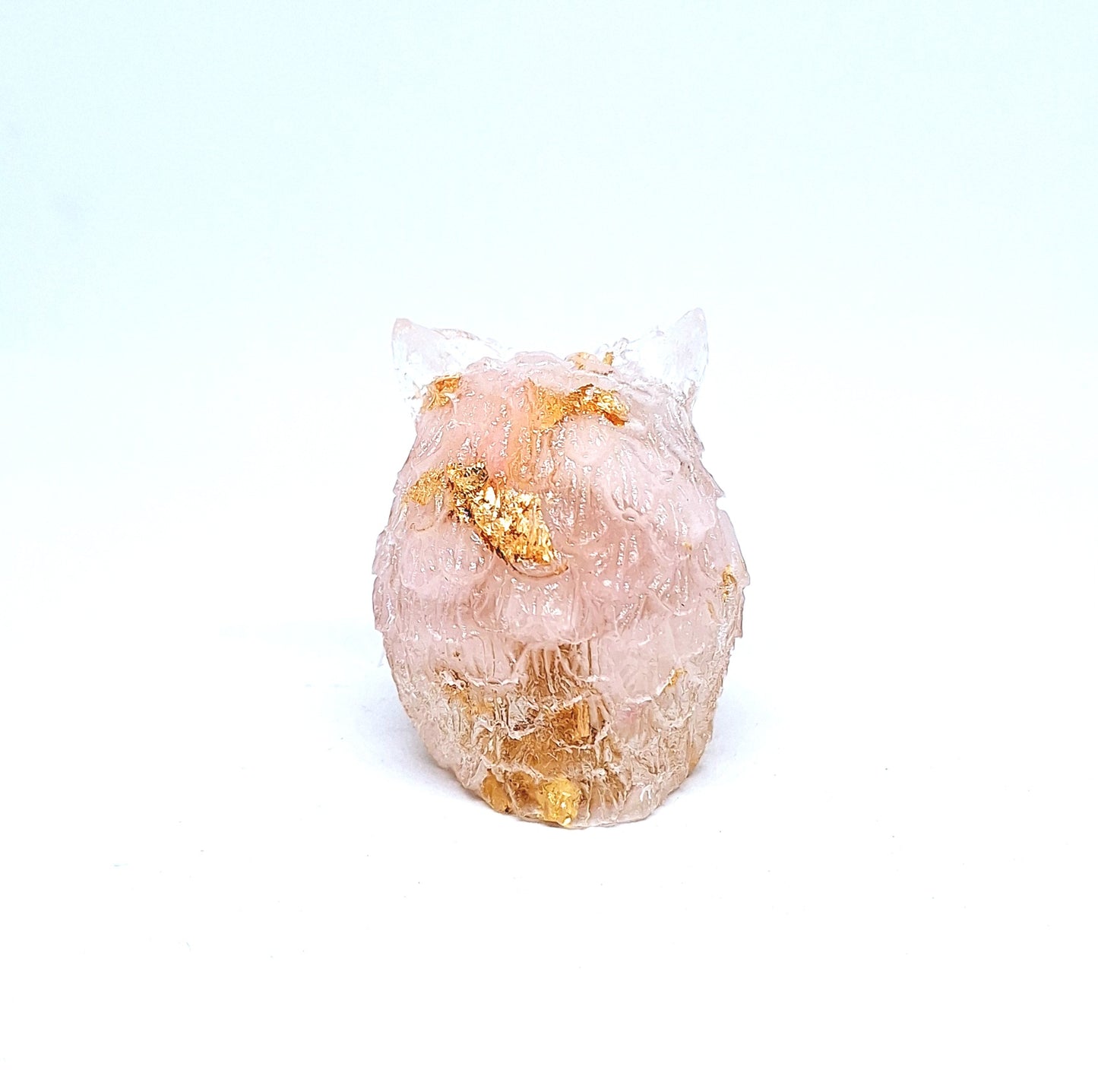 Chouette orgonite Quartz rose - Or