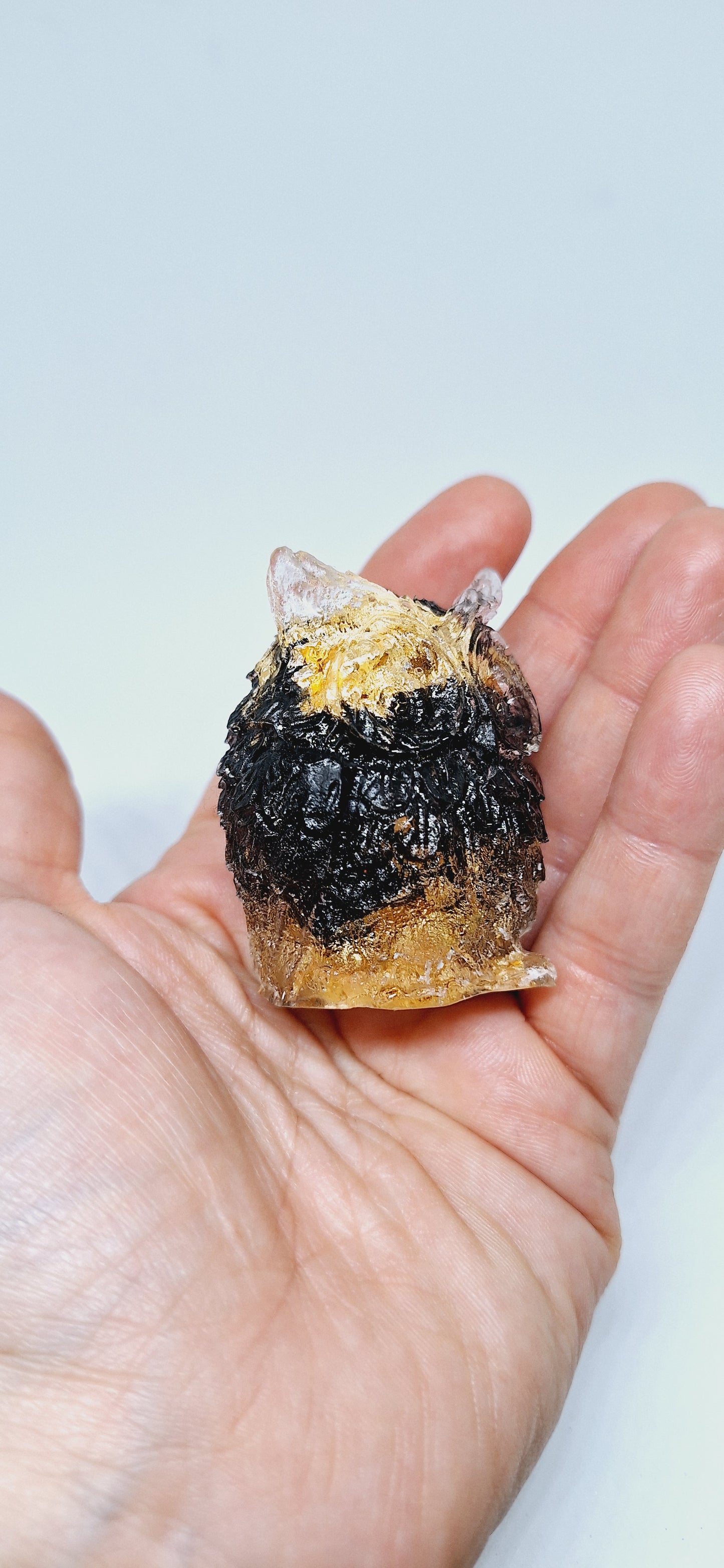 Chouette orgonite Obsidienne -Or