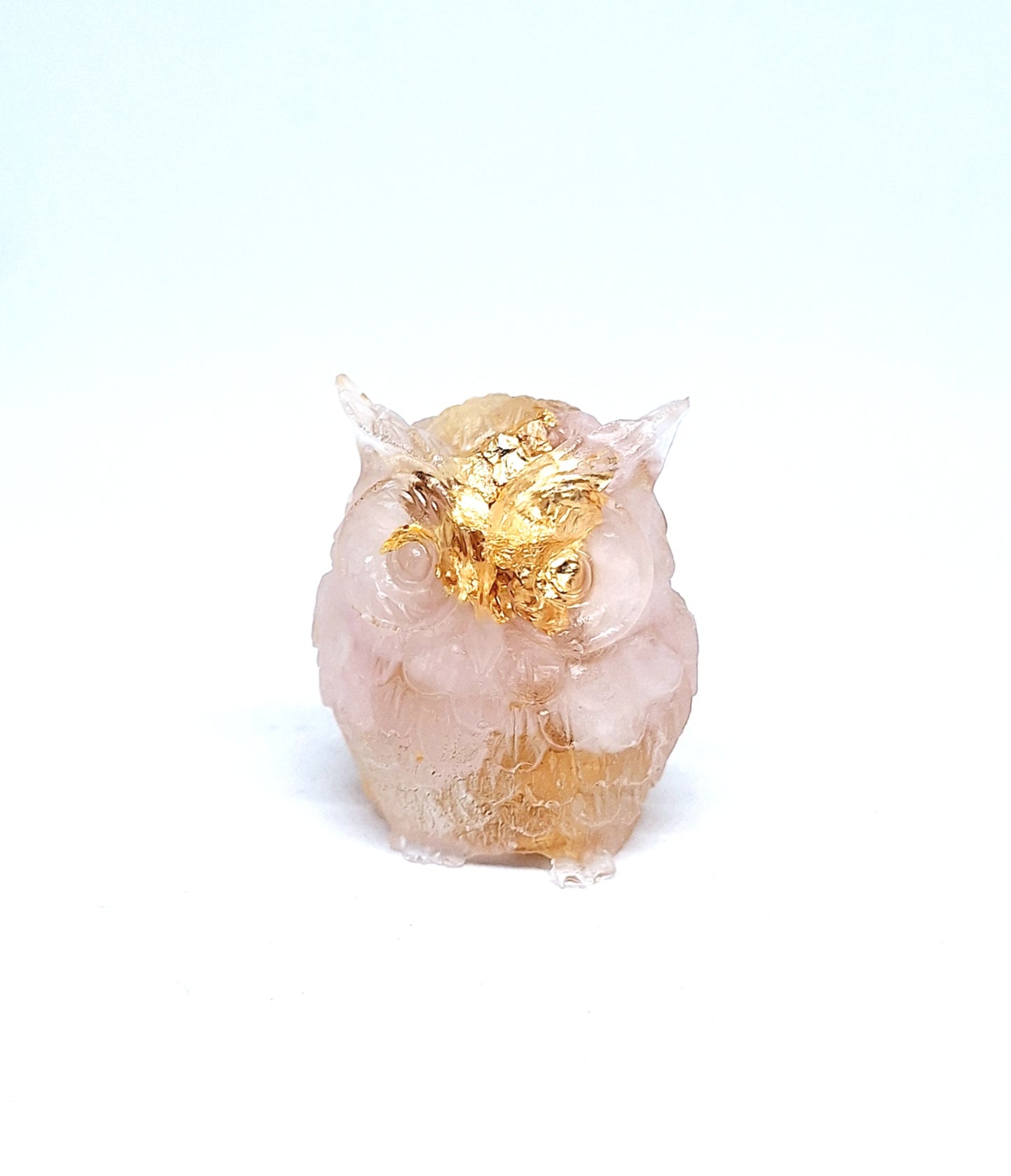 Chouette orgonite Quartz rose - Or