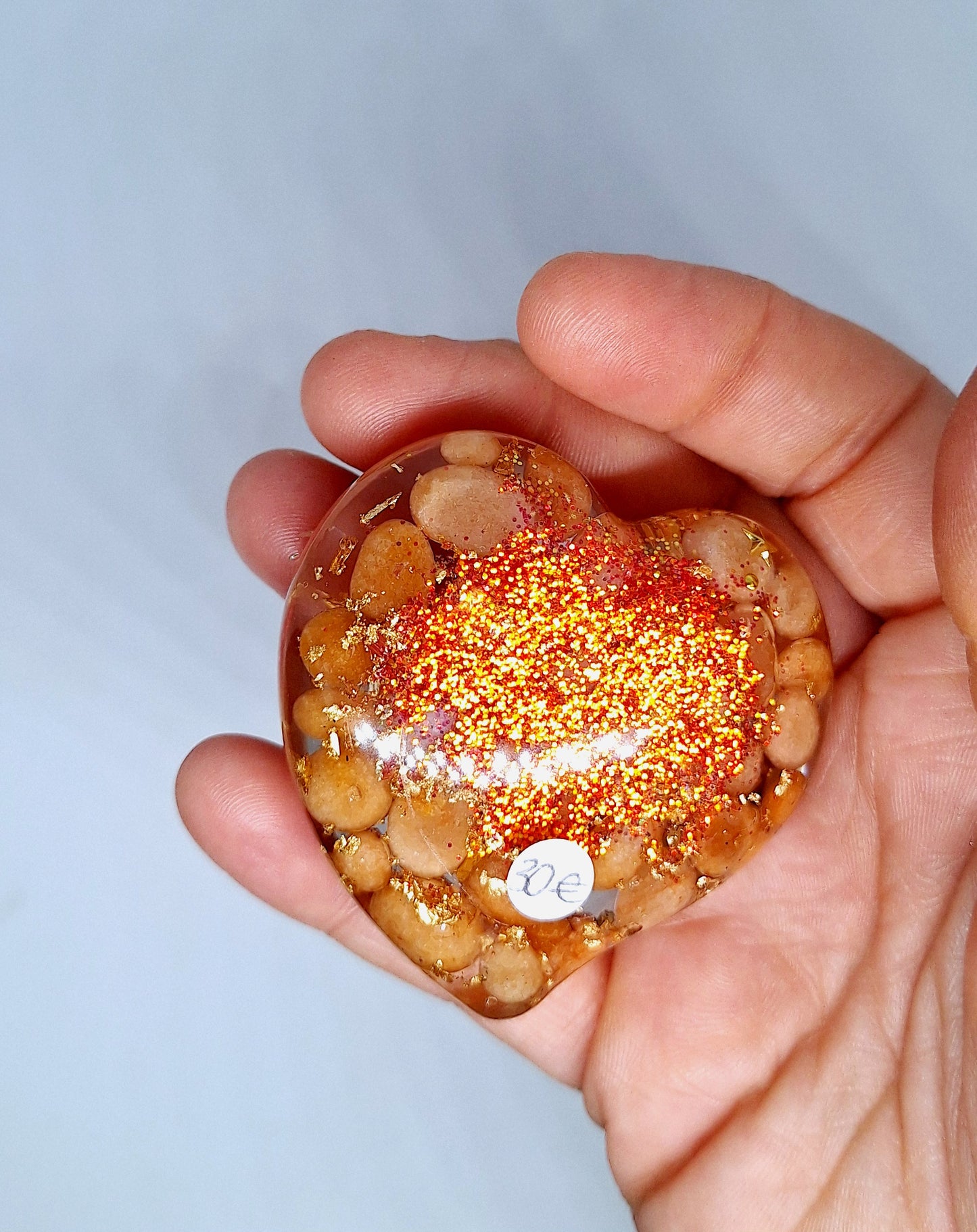 Orgonite Cœur M - Aventurine orange, or, étoile 🧡