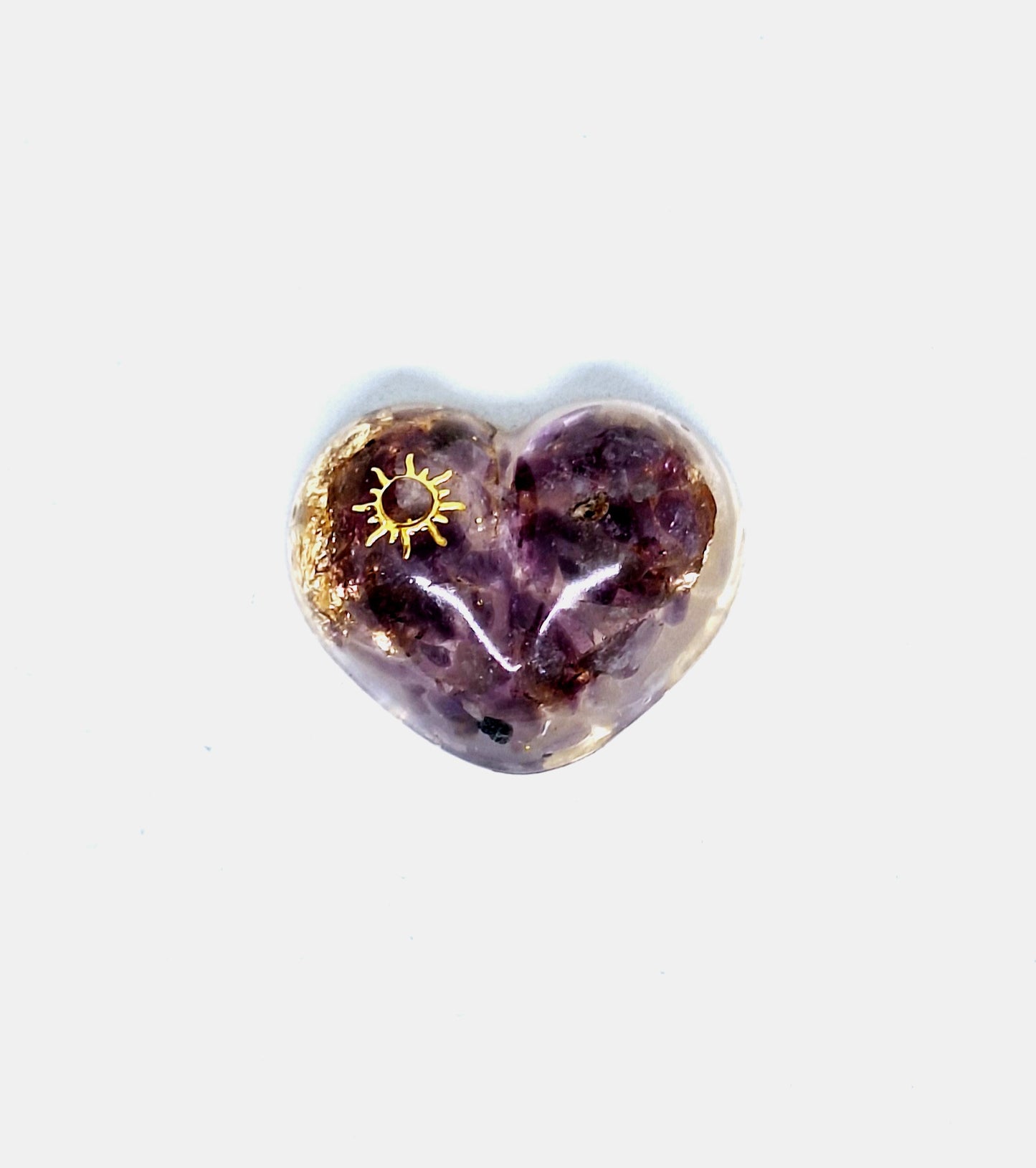 Orgonite Cœur S - Améthyste, or, lune, étoile ou soleil 💜
