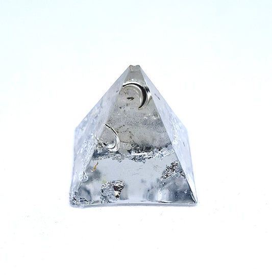 Orgonite pyramide XXS - Pierre de lune, aluminium 🩶