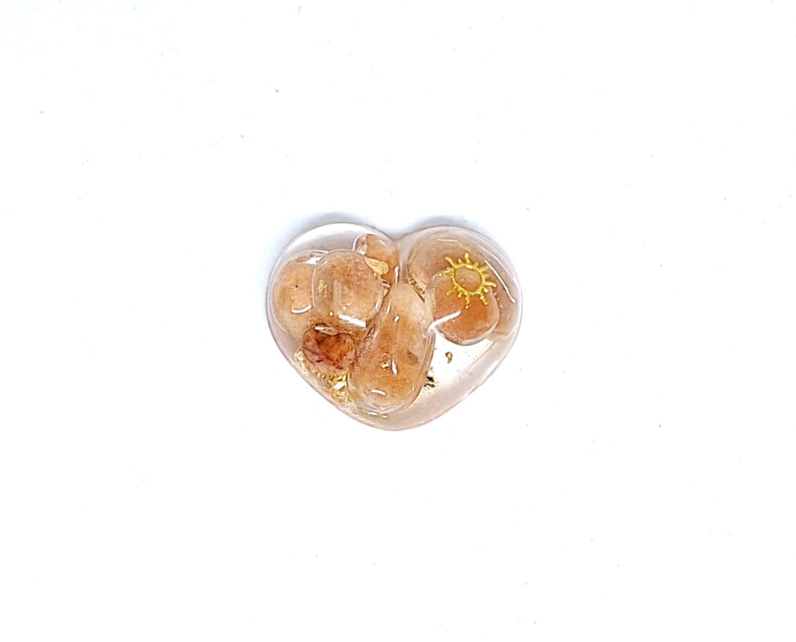 Orgonite Cœur S - Aventurine orange, or, soleil ou étoile 🧡