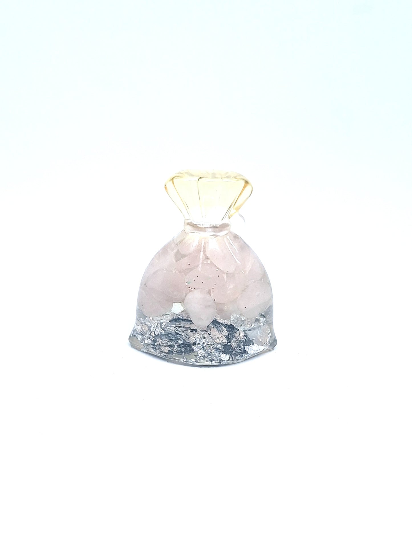 Orgonite Sachet - Quartz rose, plume ou lune étoilée, aluminium