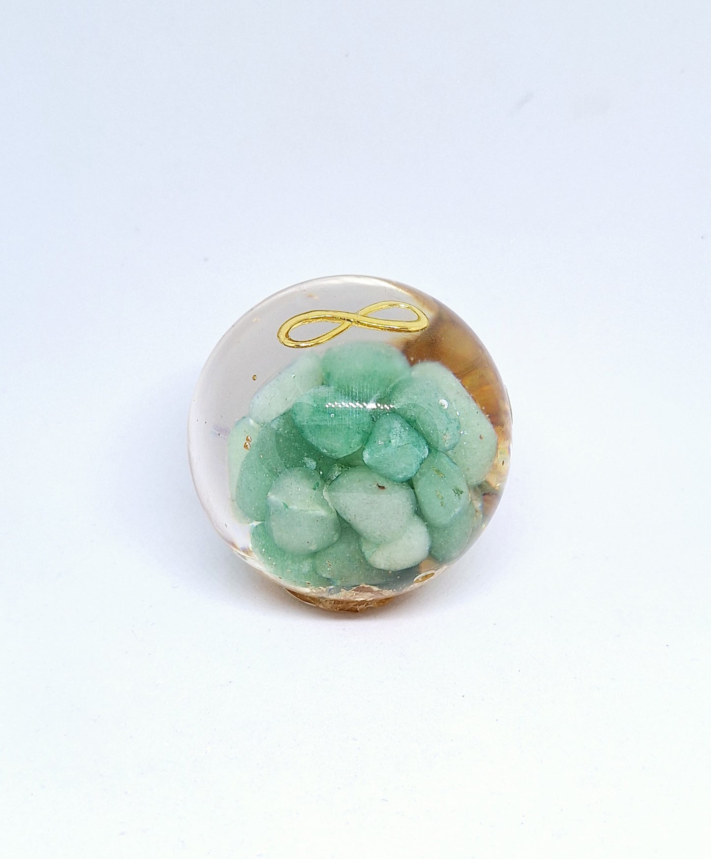 Orgonite Sphère L - Aventurine verte, infini, or