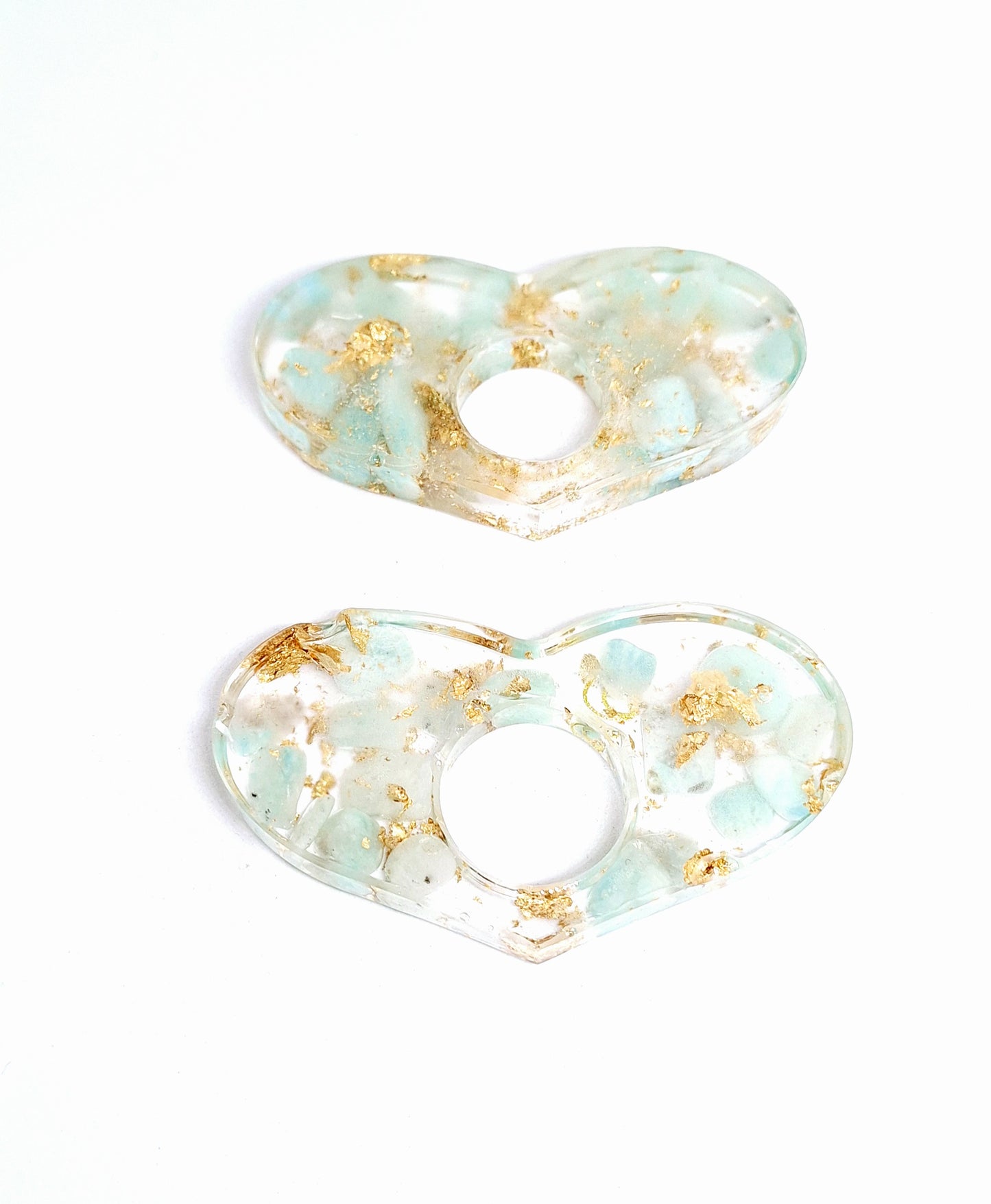 Bague de lecture orgonite Cœur - Amazonite, soleil ou lune, or