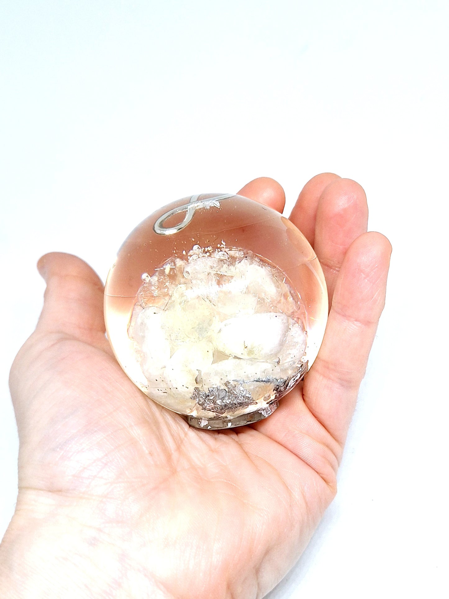 Orgonite Sphère L - Citrine, infini, aluminium
