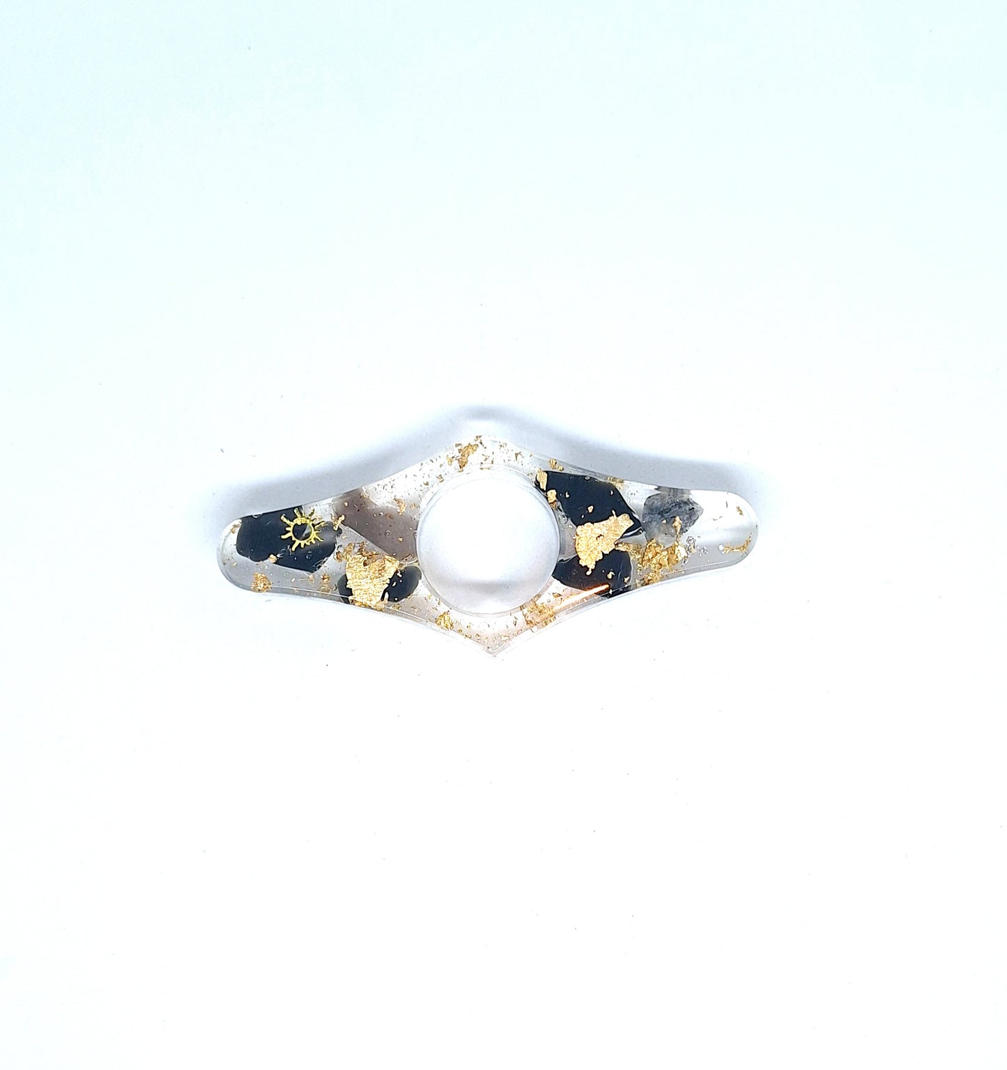 Bague de lecture orgonite - Obsidienne, soleil ou lune, or