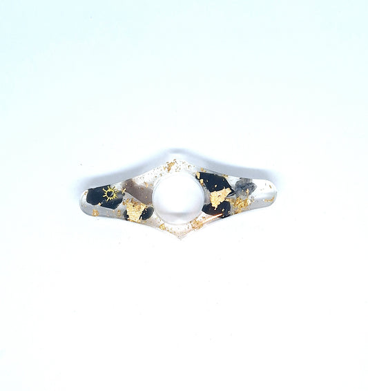 Bague de lecture orgonite - Obsidienne, soleil ou lune, or