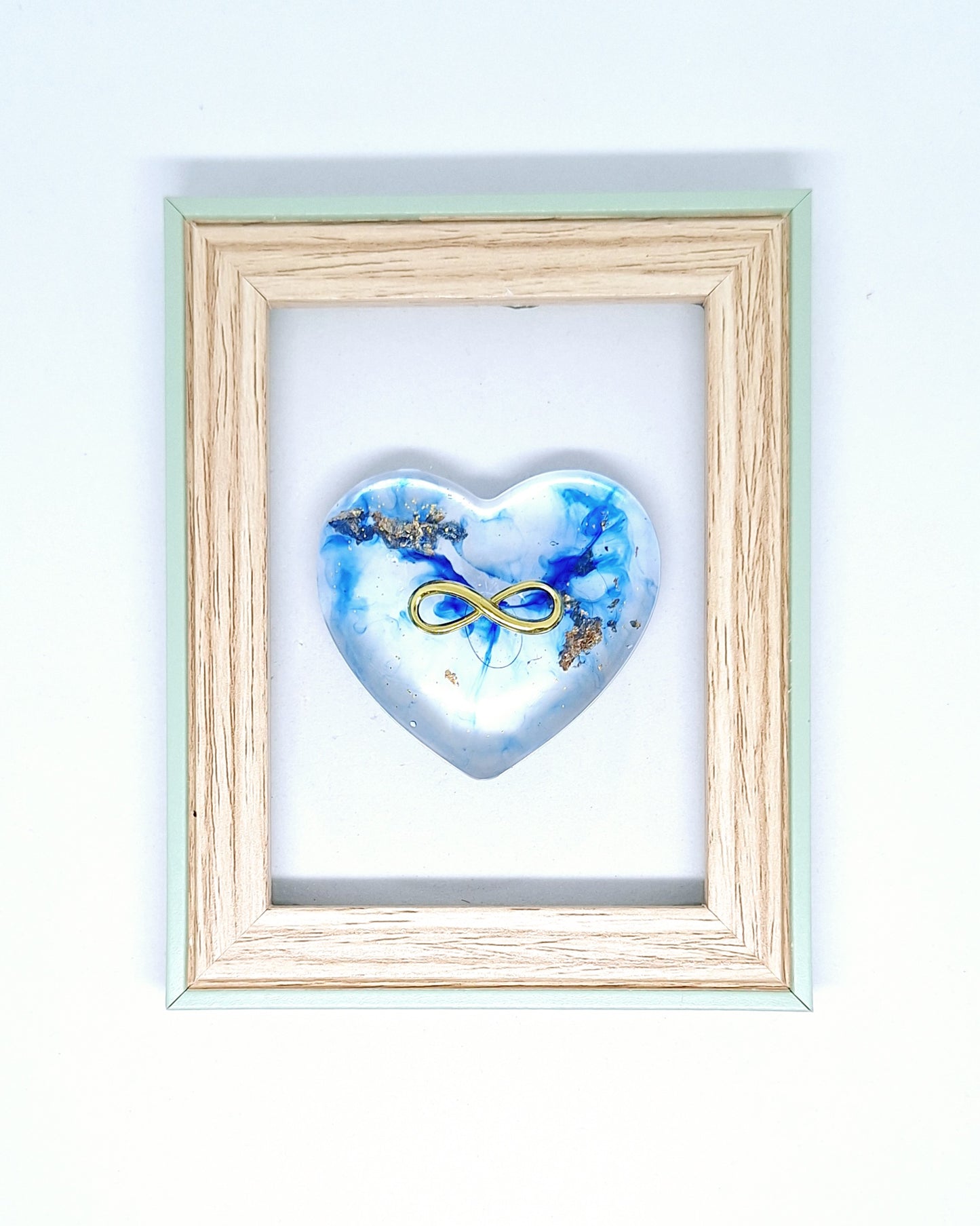 Cadre Cœur bleu doré, infini