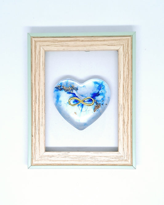Cadre Cœur bleu doré, infini