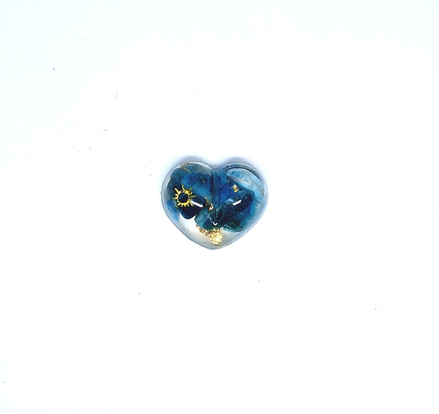 Orgonite Cœur S - Apatite, or, lune ou soleil 🩵