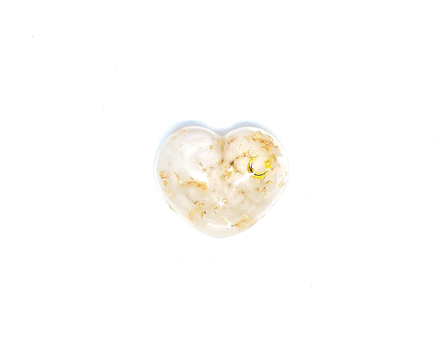 Orgonite Cœur S - Quartz opaque, or, lune 🤍