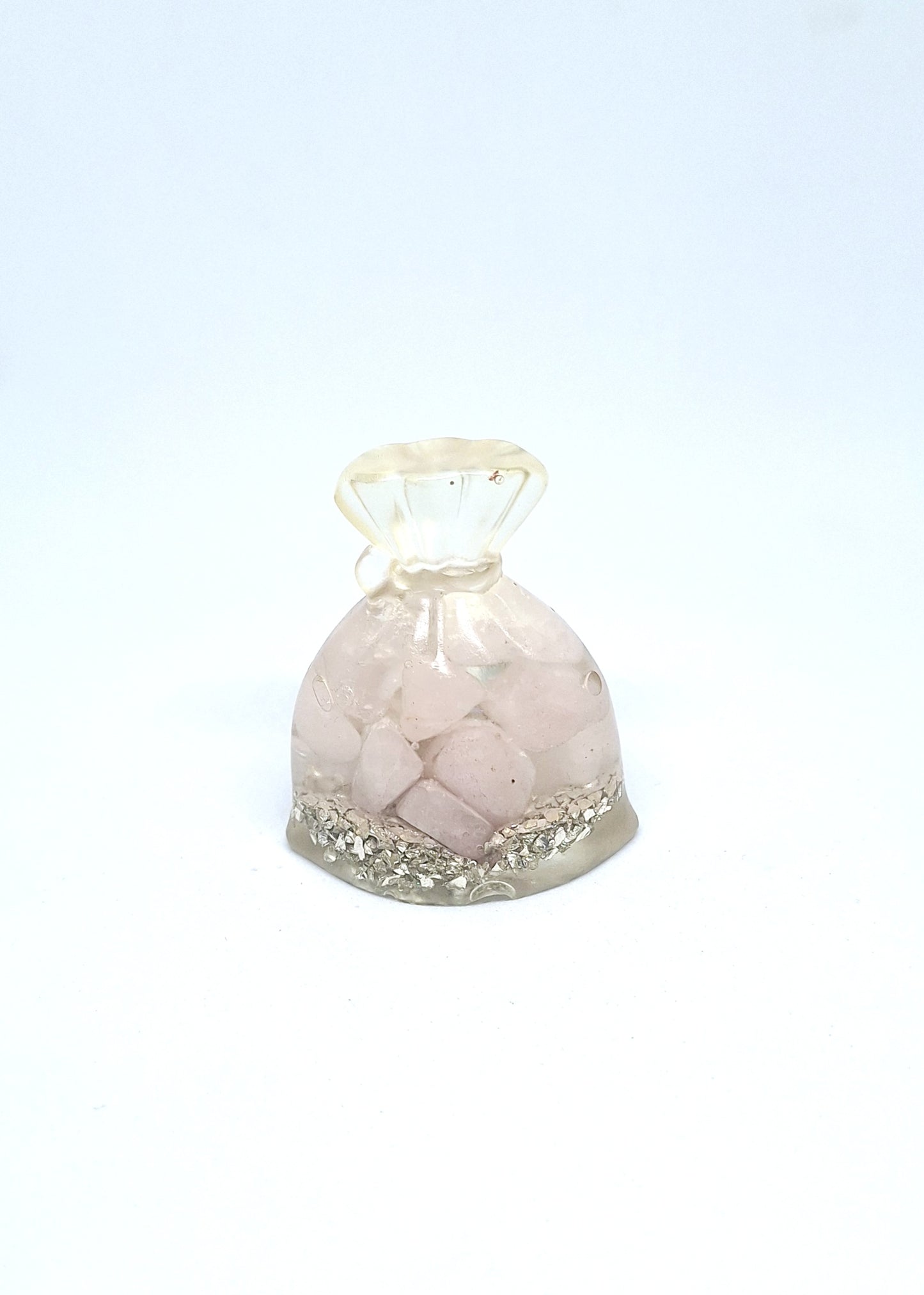 Orgonite Sachet - Quartz rose, plume ou lune étoilée, aluminium