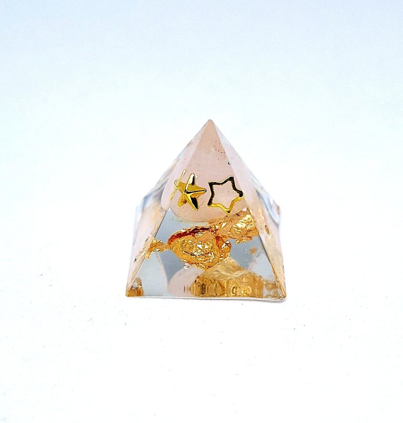 Orgonite pyramide XXS - Quartz rose, or 🩷