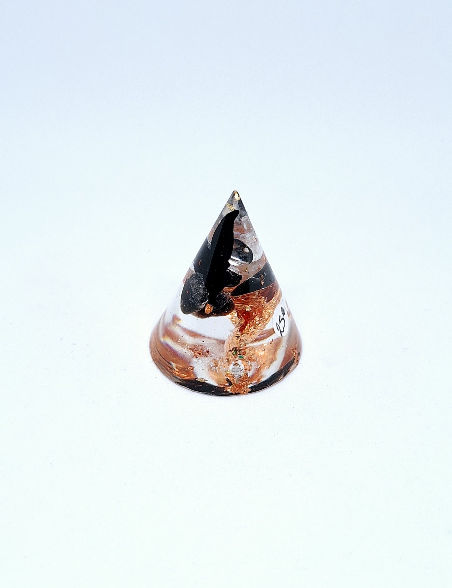 Orgonite cône M - Obsidienne, quartz, cuivre
