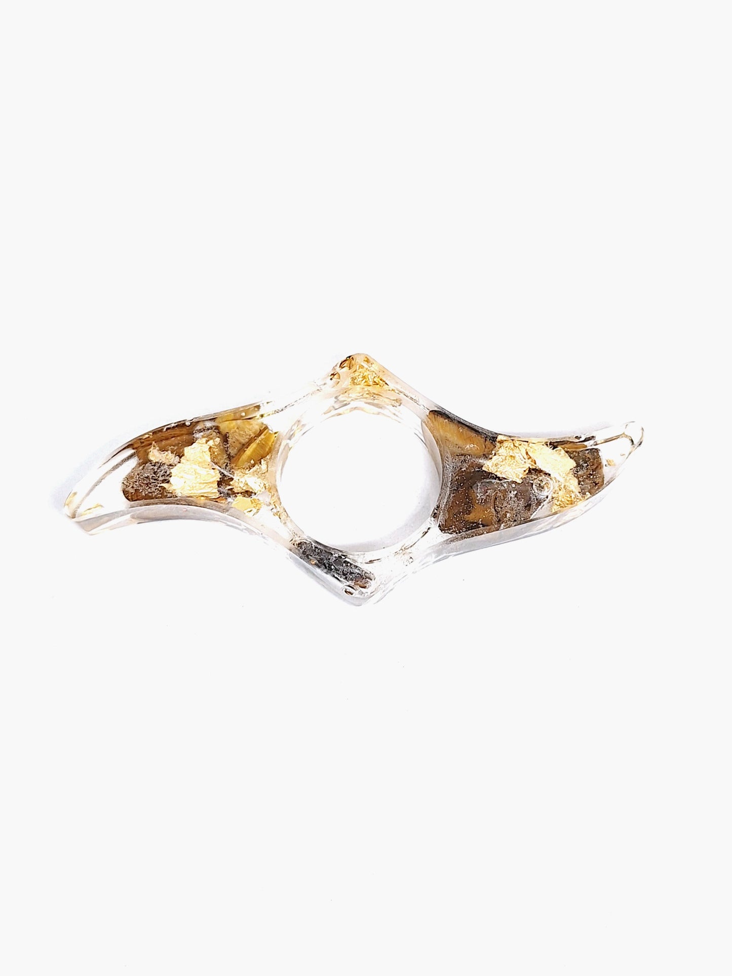 Bague de lecture orgonite - Œil de tigre, étoile, or