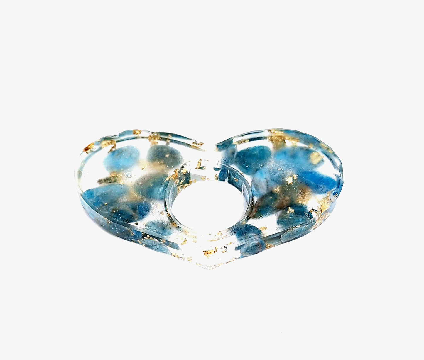 Bague de lecture orgonite Cœur - Apatite, soleil ou lune, or