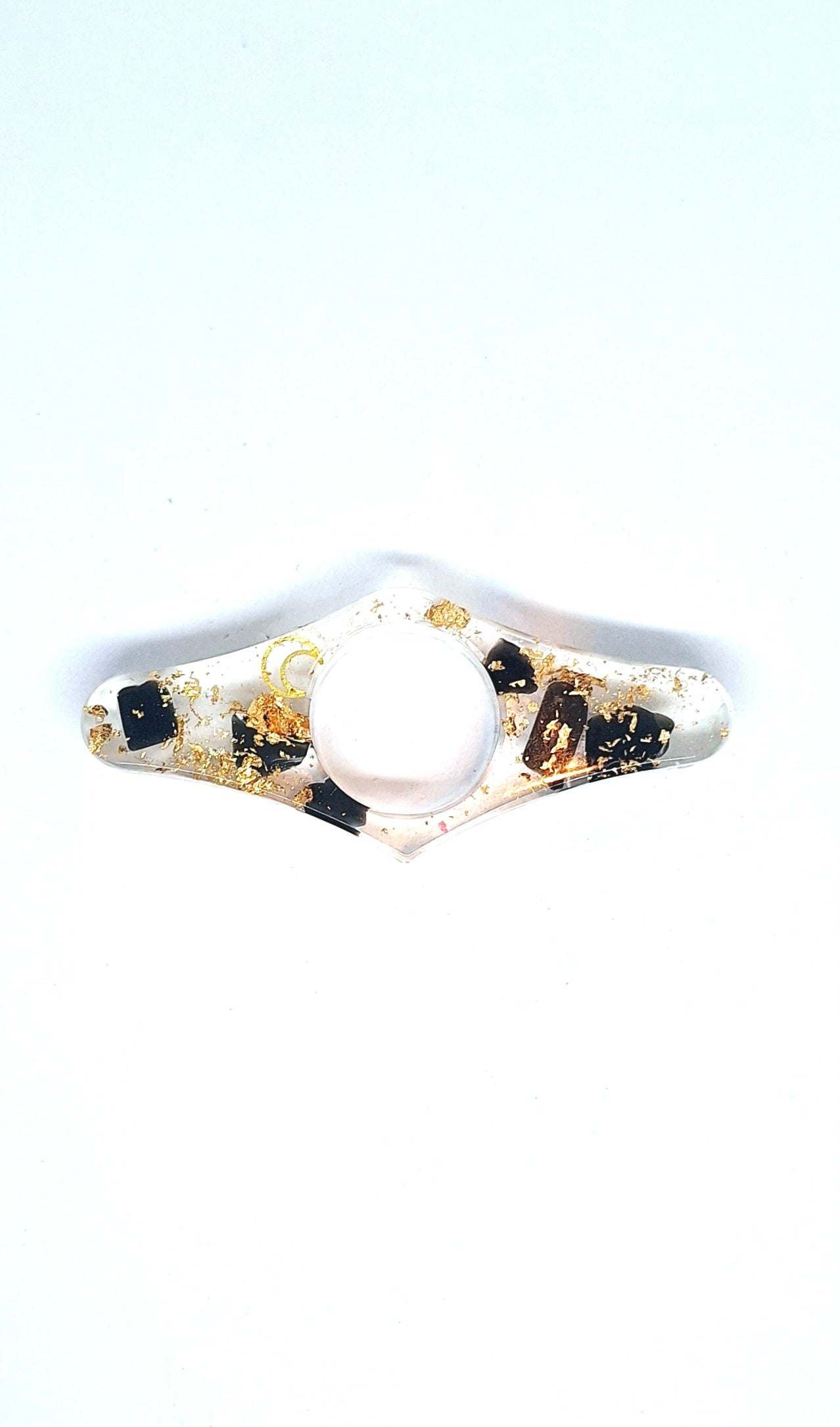 Bague de lecture orgonite - Obsidienne, soleil ou lune, or