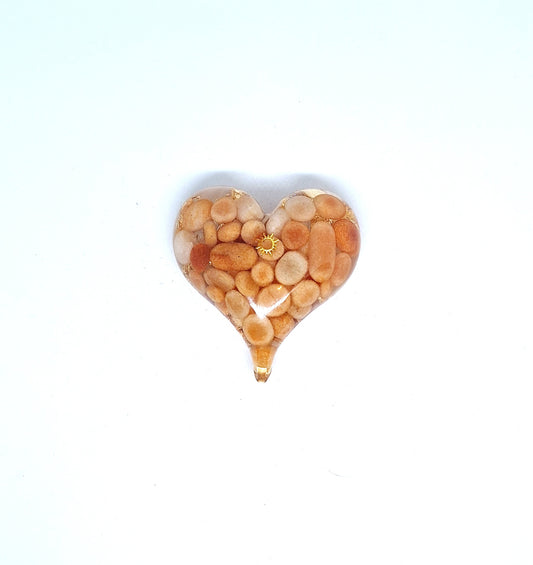 Orgonite Cœur M - Aventurine orange, or, soleil 🧡
